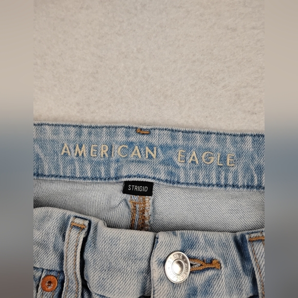American Eagle Outfitters Light Blue Distressed High Waist Denim Shorts - Picture 6 of 6